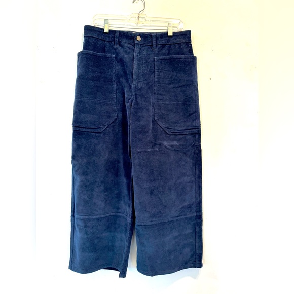 Everlane Way high cropped gardener corduroy pants.  Blue size 12 - Picture 1 of 6